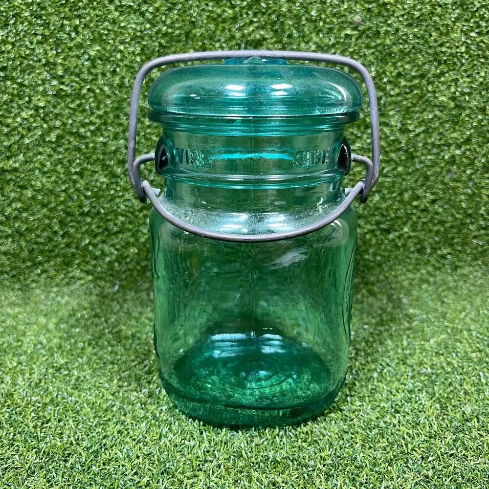 Vintage Blue Ball Ideal Mason Jar with Lid Pint Size